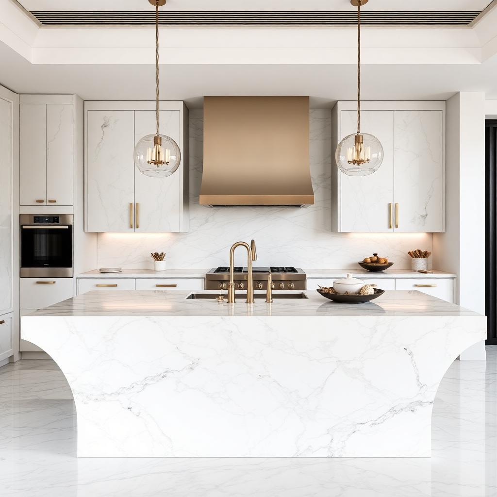 Waterfall Estate — Carrara Marble · West Vancouver stone countertop project by Faro Countertops